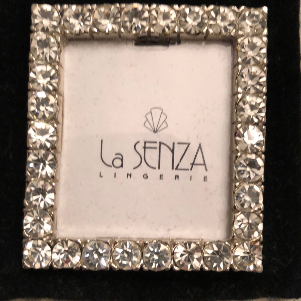 NWT LA SENZA MINI PICTURE FRAME IN BLACK VELVET BAG RHINESTONE/TABLETOP - #405